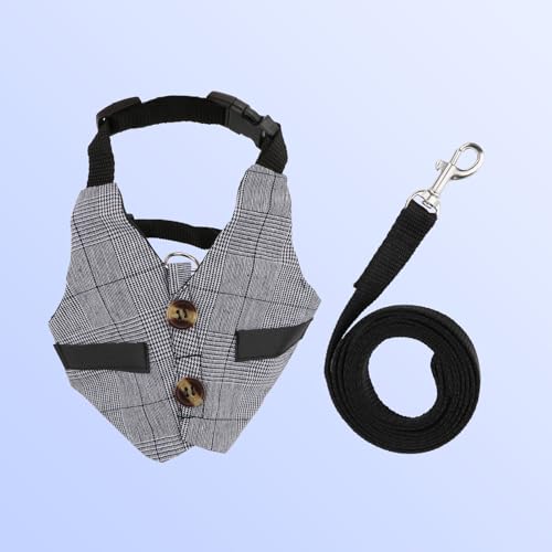 Rabbit Vest Harness and Leash Set Adjustable Formal Suit Style for Bunny Kitten Small Animal Walking (L) - size: L
