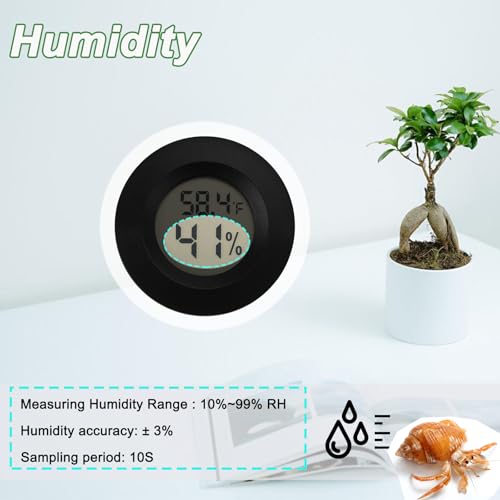 Reptile Thermometer and Humidity Gauge Digtal Terrarium Thermometer Circular Bearded Dragon Cage Accessories Reptile Temp and Humidity Gauge for Leopard Gecko Hermit Crab Gecko Lizard Etc 2pc - size: Circular