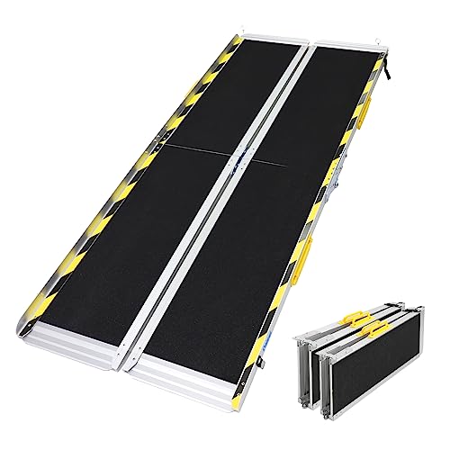 Ruedamann 6FT Portable Wheel Chair Ramp for Home Entrance | Non-Slip Aluminum Folding Handicap Ramps for Wheelchairs, Strollers, Scooters, Stairs, Steps, Curbs, Doorways - size: 6FT Black(Using Height 6-18'')