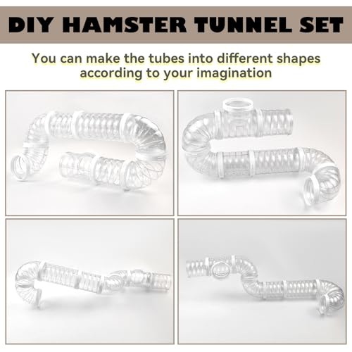 8 PCS Hamster Tunnel Kit,Transparent Curved Pet Cage Tube Set Dwarf Hamster Accessories DIY Toy Connection External Pipe for Mice Rat(White) - color: 【White】