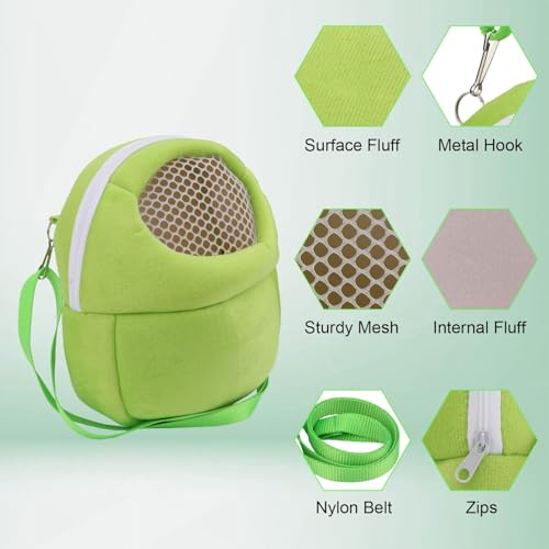 Hypeety Pet Carrier Bag Breathable Portable Travel Backpack for Guinea Pig | Breathable mesh pouch, hands-free sling outgoing bag, secure zipper, for hedgehog/hamsters/sugar glider/chinchilla, green - color: Green