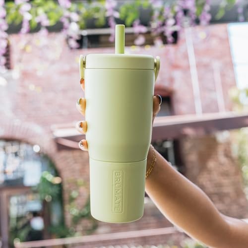 BrüMate Resa 25oz 100% Leakproof Travel Tumbler w/Handle & Straw | Flexible SoftSip Straw | Silicone Sleeve for Durability | Stainless Steel | Cup Holder & Travel Friendly Water Bottle (Blue Agave) - color: Blue Agave, size: 25 oz