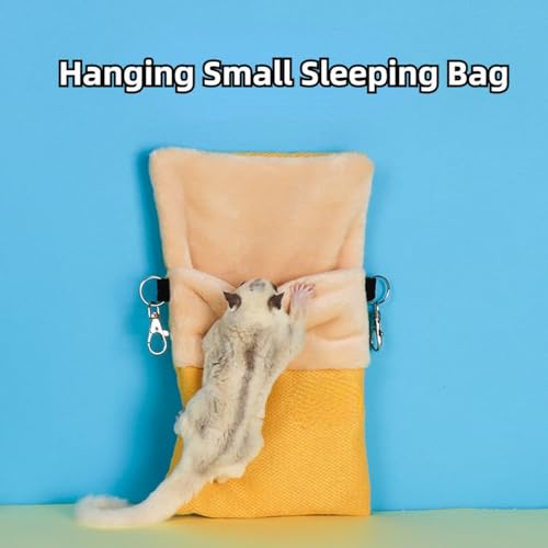 Small Pet Hanging Bed Sleep Pouch with Heated Warm Compartment Pet Hammocks Bed for Hamster Rat Sugar Glider Squirrel Ferret Warm Nest Bed Hideout Cave Pet Cage Accessories (Blue,Medium) - color: Blue, size: Medium