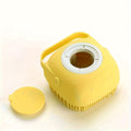 Pet Bath Brush With Storage Removable Top Ergonomic Handle Non-Toxic Massage Bristles For Small To Medium Dogs And Cats, Yellow - color: Yellow