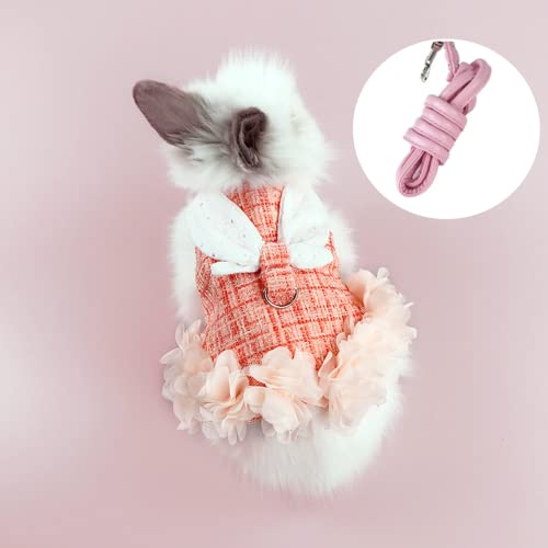 Bunny Harness and Leash,Adjustable Soft Guinea Pig Clothes Pet Rabbit Ferret Harness Costumes for Small Animals Dress - color: Orange, size: Small