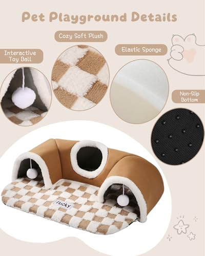 Extra Large Guinea Pig Hideout Tunnel, 22Lx16Wx5H Inches, Brown | Pet Tunnel for Dwarf Rabbits, Bunny, Chinchillas, Hamsters, Hedgehogs, Ferrets. Small Animal Tubes & Tunnels. Eay Assembly - color: Brown