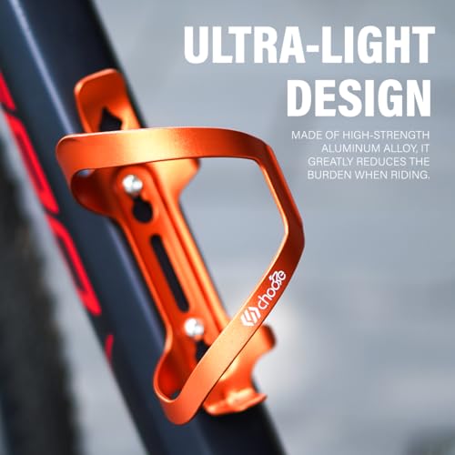 Chooee Mountain Bike Water Bottle Cage, Aluminum Bicycle Water Bottle Holder for Road Bikes Orange 2-Pack - color: Orange