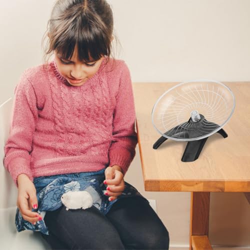 Silent Hamster Exercise Running Wheel Flying Saucer, Black | Non-slip surface, smooth & quiet spinning, durable plastic, encourages healthy exercise, for dwarf hamsters/mice/gerbils - color: Black