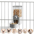 41 oz Hanging Gravity Feeder for Small Animals, Rabbits & Guinea Pigs | Adjustable Cage Height | No-Open-Cage Refill | Space-Saving | Clear Reservoir | Versatile Food Compatibility - color: Grey