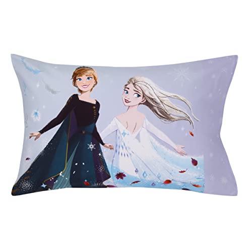 NoJo Disney Frozen Winter Cheer Lavender, Aqua and White Anna, Elsa and Olaf 2 Piece Toddler Sheet Set - Fitted Bottom Sheet and Reversible Pillowcase - color: Frozen Winter Cheer