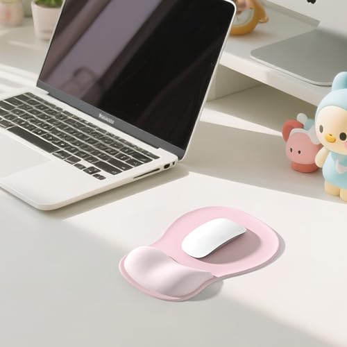 EooCoo Mouse Pad with Gel Wrist Rest, Ergonomic Mousepad Wrist Alignment | Middle Concave Design for Natural Wrist Alignment, Non-Slip Base Mousepad, Carpal Tunnel Relief, Office Desk Accessories - color: Gradient Pink