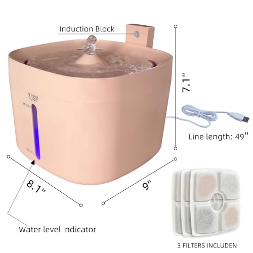Cat Water Fountain, 2.5L Cat Fountain, Super Silent Pet Water Fountain, Water Dispenser with Smart Pump for Cats, Dogs, Multiple Pets Pink - color: Pink