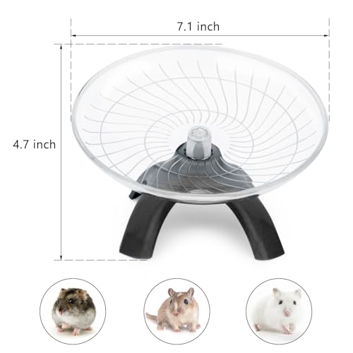 Silent Hamster Exercise Running Wheel Flying Saucer, Black | Non-slip surface, smooth & quiet spinning, durable plastic, encourages healthy exercise, for dwarf hamsters/mice/gerbils - color: Black