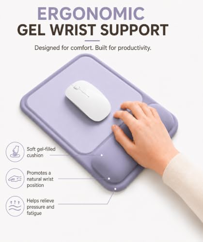 Ergonomic Mouse Pad with Wrist Rest, Gel Mousepad with Soft Wrist Support, Non-Slip PU Base, Smooth Surface Mouse Pad for Wrist Pain Relief, Computer Laptop Office Home & Gaming (Purple) - color: Purple