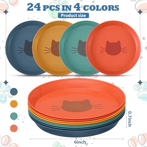 Gerrii 24 Pieces Fatigue Relief Cat Bowl 6 Inch Shallow Cat Food Dish Stray Wet Feeding Bowls Wide and Small Pet Plates for Ferrets Feral Short Legged Kitten Shelter(Elegant Color,Pattern) - color: Elegant Color, style: Pattern