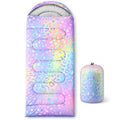 AILONEN Midnight Meow Sleeping Bag, Charcoal Cat Eyes Crescent Graphic, Portable Camp Sack Sleepover Style - color: Rainbow4