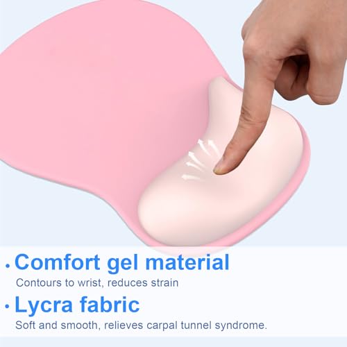 Ergonomic Mouse Pad with Gel Wrist Support, Comfortable Wrist Rest Mousepad with Non-Slip PU Base for Pain Relief, Desk, Home & Office(Dark Pink) - color: Dark Pink