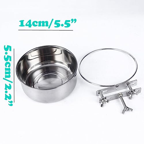 Love Dream Dog Crate Bowl Removable Stainless Steel Pet Kennel Hanging Bowl | Durable Anti-Spill Pet Metal Bowl Hanging Water Food Bowls with Clamp Holder for Small Medium & Large Dogs Rabbits or Birds - color: 5.5“*2.2”