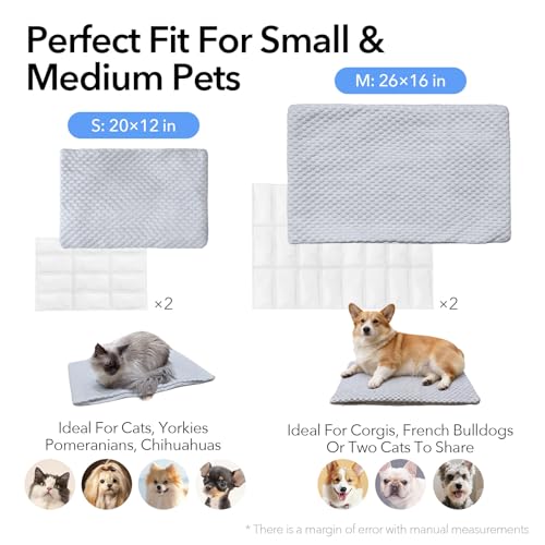 2-in-1 Cooling Mat for Corgis French Bulldogs & Cats, 16"x26", M | 2 SAP Gel Inserts + Q-Max>0.4 Ice-Silk, Waterproof, Machine Washable, Crate Indoor Outdoor - size: Medium 16"x26"
