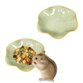 2PCS Ceramic Hamster Food Dish,Lotus Leaf Guinea Pig Food Bowls | Rats Anti-Turning Feeding Dishes for Gerbils Mice 4.5in,Shallow Chew-Proof Bowl, Non-Slip Base, Easy to Clean - size: 2Pcs Green