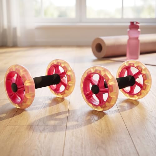 Kisangel 2pcs Dual Ab Roller Wheel, Abdominal Dumbbell Equipment | Sponge Handles for Core Workout Fitness Training Tool for Home Gym Men and Women