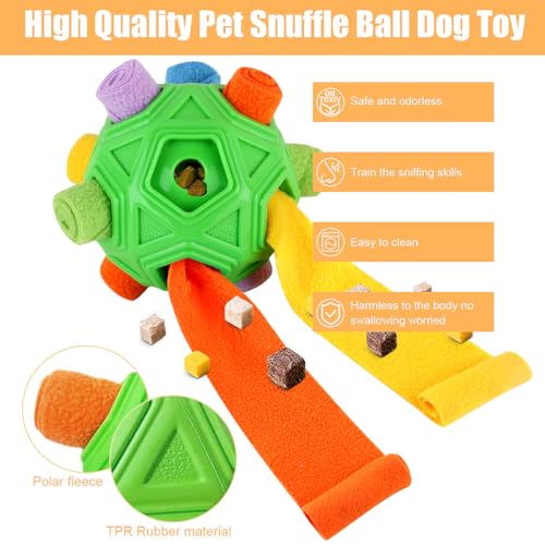 Dog Snuffle Ball-Interactive Puzzle Dog Toys Encourage Natural Foraging Skills Slow Feeder for Training and Stress Relief, Cloth Strip Hiding Food Dog Toys with Squeaky Carrot Toy for Any Size - color: Green