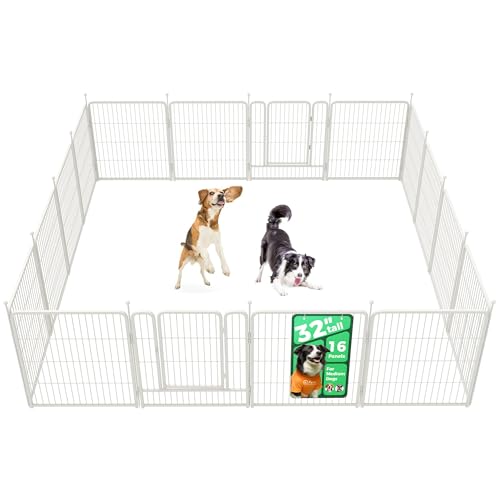 FXW Rollick Dog Playpen, Indoor, Yard & RV Camping, 32" H, 16 Panels | Easy setup, Heavy-duty, DIY layouts, for Small & Medium Dogs, Patented - color: White, size: 32"H
