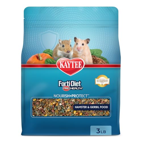 Kaytee Forti-Diet Pro Health Nourish+Protect Hamster and Gerbil Food, Comprehensive Nutrition Backed by Science, Digestive Health, Immune Support, 3 Pounds - size: 3 Pound (Pack of 1)