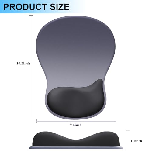 Ergonomic Mouse Pad with Gel Wrist Support, Comfortable Wrist Rest Mousepad with Non-Slip PU Base for Pain Relief, Desk, Home & Office(Midnight) - color: Midnight