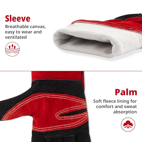 vclpower Animal Handling Gloves Size L Fit for Men & Large Hands Bite Proof Double Leather Reinforced Padding Dog,Cat Scratch,Bird Handling Falconry Gloves Grabbing Reptile Squirrel Snake Bite 16in | Size L Fit for Men & Large Hands - size: L