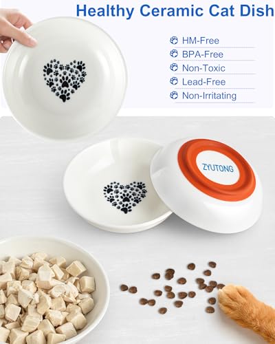 Ceramic Cat Bowl Whisker Friendly, Non-Slip Cat Food Bowls 3-Pack | Whisker Fatigue Cat Dishes, Shallow Wide Cat Plate, Lead-Free, Silicone Base, Microwave Dishwasher Safe, Wet Dry Food Water - color: 3 Packs