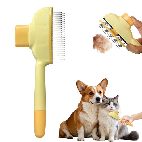 Cat Hair Brush & Dog Brush, Deshedding Brush for Long or Short Haired Pets, Removes Loose Fur, Durable Stainless Steel & ABS Design (yellow) - color: yellow 1pc