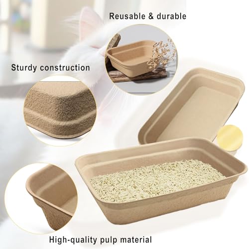 Nexboraque 8 Pack Disposable Cat Litter Box, 17 x 13.2 x 4 Inch Large Kitty Litter Box Pans Paper Cat Litter Tray for Hamster, Guinea Pig, Rabbit, Portable
