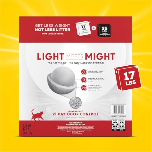 Purina Tidy Cats LightWeight Clumping Multi-Cat Litter, 17 lb Box | Easy to carry, 24/7 odor control, clean linen scented, 99.9% dust-free. - size: 17 Pound (Pack of 1)