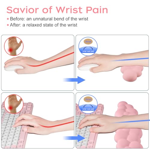 JIKIOU Upgrade Leather Cloud Wrist Rest for Keyboard and Mouse & Cup Pad | Wish Gift-Cute Cloud Shape, Comfortable and don’t Irritate to Skin, Non-Slip PU Base,Soft Memory Foam filled for Pain Relief - color: 05pink