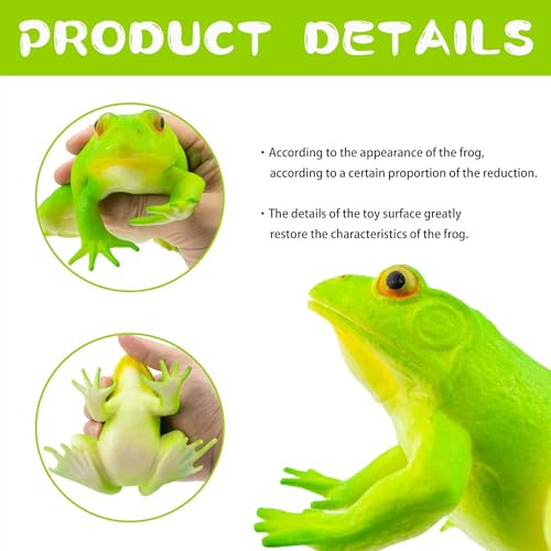 Artrpoy Reptile Figurine Soft Rubber Toy, Tropical Jungle Animals with Frog, TPR Super Stretch Toy for Kids, Perfect for Gifts, Party Favors, and School Projects (Frog) - style: Frog