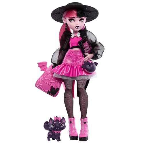 Monster High Draculaura Doll with Pet Bat-Cat Count Fabulous and Accessories Like Backpack, Spell Book, Bento Box and More - style: Draculaura