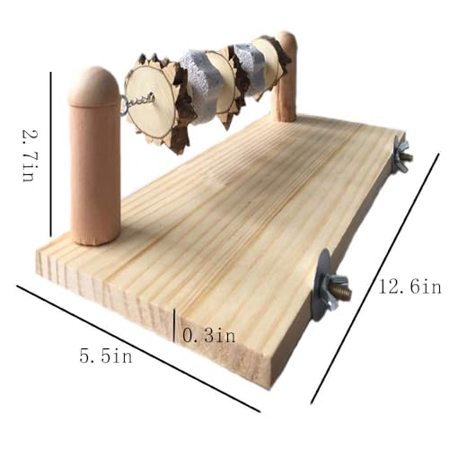 kathson Hamster Wood ledges Platform, Wooden Chinchilla Ledges Platform with Lava Ledge Blocks Chew Toys Pet Cage Resting Wooden Shelf Chinchilla Cage Accessories for Hamster Guinea-Pigs Mouse