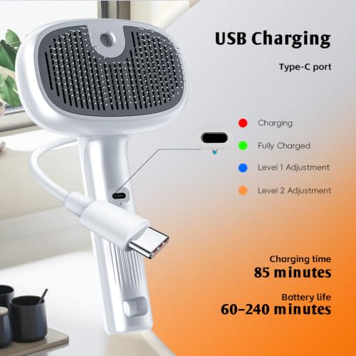 4 In 1 Cat Steam Brush for Grooming, Shedding, Massage, Bathing,Anti-Static | Anti-Static & Reduce Flying Fur.Suitable for All Long-haired and Short-haired Pets
