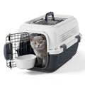 Magshion 18 Inch Hard-Sided Dog Cat Carrier, Grey | Top&Front Door Access, Plastic Dog Kennel for Traveling, Durable Handle, Ventilation, Detachable Pet Bowl, For Pet Up 20 lbs - size: 18"L x 10.5"W x 12"H