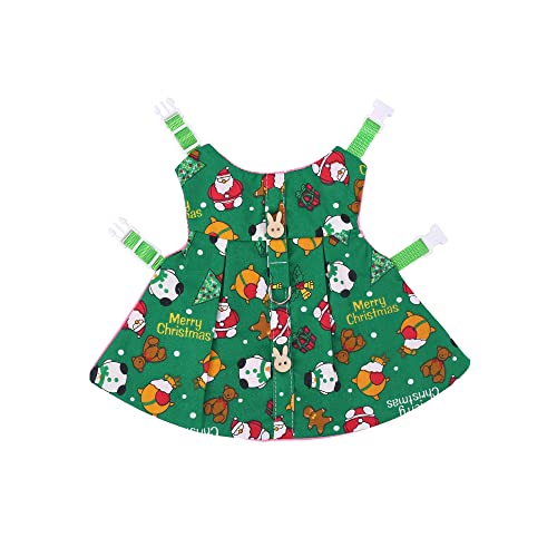 Adjustable Christmas Rabbit Harness and Leash Set, Small Animal Christmas Costume Bunny Clothes Santa Snowman Pattern Outfit for Ferret Guinea Pig Rabbit Bunny Hamster(Green/M)