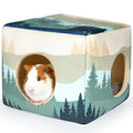 Bienbee Guinea Pig Hideout, Washable Plush House for Small Animals | Guinea Pig House with 2 Wide Entrances, Removable Mat and Non-skid Bottom,Warm and Cozy for Small Pet's Resting and Hiding - color: Forest Landscape