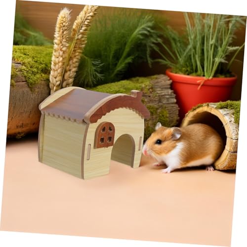 Hamster Wooden Hideout Maze House with Removable Platform Indoor Cage Decor for Dwarf Hamsters Gerbils and Mice Small Mammal Shelter