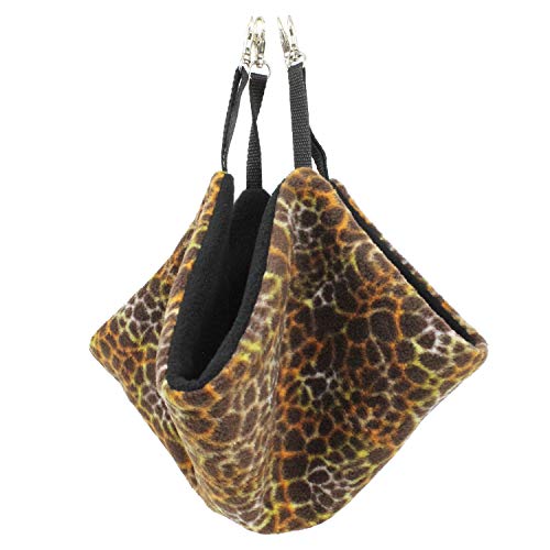 Parachute Pouch (Giraffe) - Hanging Fleece Cage Accessory Toy for Sugar Gliders, Marmosets, Rats, Hamsters, Flying Squirrels, Ferrets, Birds, Chinchillas, Parrots - Hammock, Tower, Bed, Nest Pouch