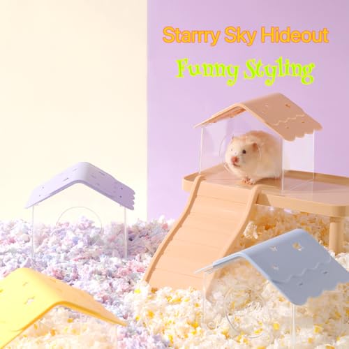 TUTU&LELE Starry Sky Hamster Hideout with Plush Cushion for Dwarf Hamsters (Yellow) - color: Yellow