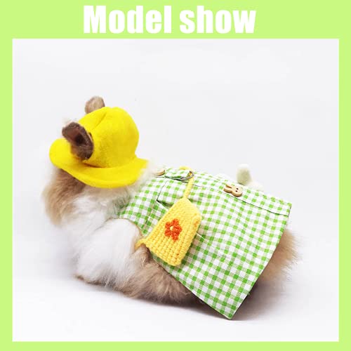Guinea Pig Clothes,Soft Bunny Ferret Clothes with Pet Rabbit Harness and Leash Mini Hat Bag Cute Brooch for Kitten Small Animal Collars - color: Green, size: Small