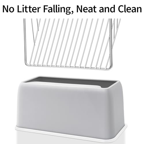 UFECODO Fast Sifting Cat Litter Scoop with Holder Stand, Stainless Steel Poop Scooper with Ergonomic Wood Handle, Heavy Duty and Easy Clean - size: 0.3inch gap