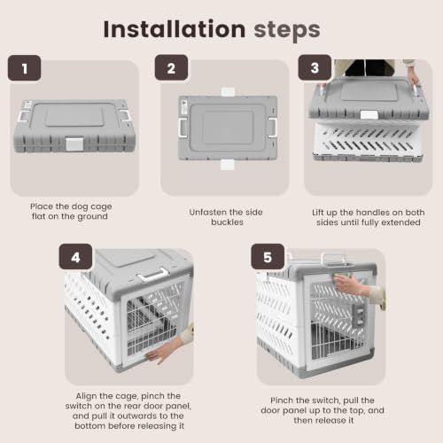 Collapsible Dog Crate for Medium/Small Dogs - 28" L Foldable Dog Cage No-Tool Assembly, Travel Dog Crate with 2 Wheels - Easy to Carry, Space-Saving, Indoor Outdoor Use, 27.96"(L) X18.3(W) X20.87(H) - size: 28.0"L x 18.3"W x 20.9"H