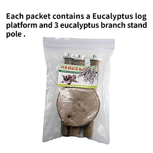 NEOUZA Sugar Glider Cage Stand Pole and Platform Made of Natural Eucalyptus,Molar Paw Grinding Standing Climbing Toy