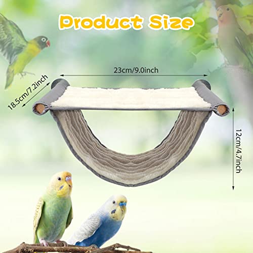 BWOGUE Bird Nest Bed Hanging Hammock, Parakeet Bed for Cage, Cockatiel Bed | Warm Fleece Snuggle Hut, Double-Layer Comfort, Wooden Perch Setup, Washable Hammock - color: Grey, size: Medium (9"x7.2")